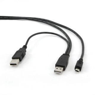 GEMBIRD CABLE USB2 DUAL AM-MINI 0.9M / BLACK CCP-USB22-AM5P-3 melns
