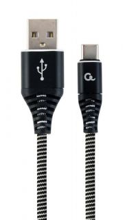 GEMBIRD CABLE USB-C 1M BLACK / WHITE / CC-USB2B-AMCM-1M-BW melns balts