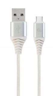 GEMBIRD CABLE USB-C 1M SILVER / WHITE / CC-USB2B-AMCM-1M-BW2 sudrabs balts