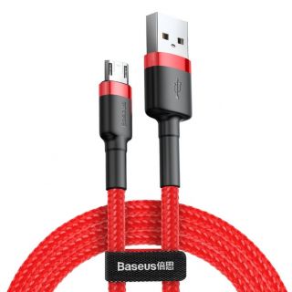 Baseus Cafule Cable durable nylon cable USB  /  micro USB QC3.0 2.4A 1M red  CAMKLF-B09 sarkans