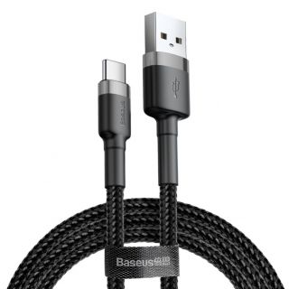 Baseus Cafule Cable durable nylon cable USB  /  USB-C QC3.0 3A 1M black-gray  CATKLF-BG1