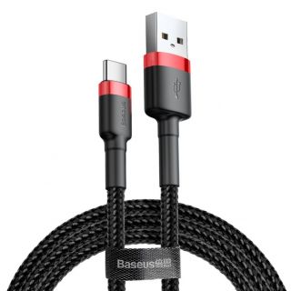 Baseus Cafule Cable durable nylon cable USB  /  USB-C QC3.0 3A 1M black-red  CATKLF-B91