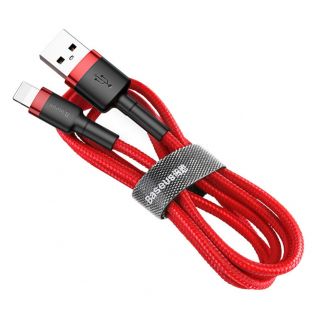 Baseus Cafule Cable durable nylon cable USB  /  Lightning QC3.0 1.5A 2M red  CALKLF-C09 sarkans