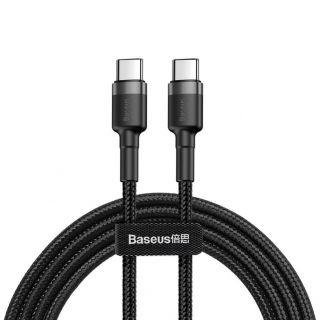 Baseus Baseus Baseus CATKLF-GG1 USB-C - USB-C PD QC cable 60W 3A 480Mb / s 1m - black and gray melns pelēks