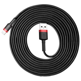 Baseus Cafule Cable durable nylon cord USB  /  Lightning QC3.0 2A 3M black-red  CALKLF-R91