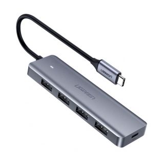 - Ugreen Ugreen USB Type C HUB 4x USB 3.2 Gen 1 with USB-C power port gray  CM219 70336 pelēks