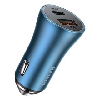 Baseus Golden Contactor Pro fast car charger USB Type C  /  USB 40 W Power Delivery 3.0 Quick Charge 4+ SCP FCP AFC blue  CCJD-03 zils