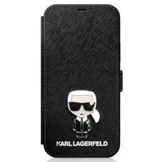 - Karl Lagerfeld Karl Lagerfeld KLFLBKP12SIKMSBK iPhone 12 mini 5,4'' czarny / black book Saffiano Ikonik Metal melns