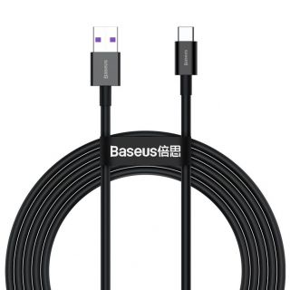 Baseus Baseus Baseus Superior USB Cable - USB Type C 66 W  11 V  /  6 A  Huawei SuperCharge SCP 2 m black  CATYS-A01 melns