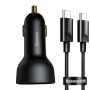 Baseus Superme fast car charger USB  /  USB Type C 100W PPS Quick Charge Power Delivery + USB cable Type C 100W  20V / 5A  1m black  TZCCZX-01