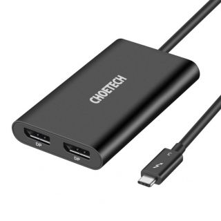 - Choetech Choetech plug adapter USB Type C Thunderbolt 3  40Gbps  2x DisplayPort 4K 60Hz black  HUB-D03