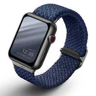 - UNIQ UNIQ pasek Aspen Apple Watch 40 / 38 / 41mm Series 4 / 5 / 6 / 7 / 8 / SE / SE2 Braided niebieski / oxford blue zils