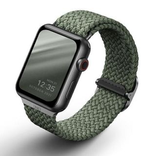- UNIQ Uniq strap Aspen Apple Watch 44 / 42  /  45mm Series 4 / 5 / 6 / 7 / 8  /  SE  /  SE2 Braided green  /  cypress green zaļš