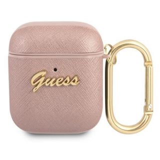 GUESS GUA2SASMP AirPods cover pink / pink Saffiano Script Metal Collection rozā
