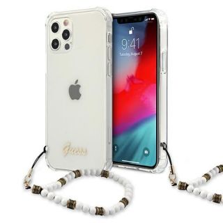 GUESS GUHCP12LKPSWH iPhone 12 Pro Max 6.7" Transparent Hardcase White Pearl balts