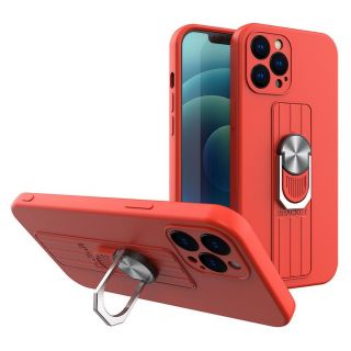 - Hurtel Ring Case silicone case with finger grip and stand for Samsung Galaxy A42 5G red sarkans