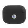 BMW BMAPSSLBK AirPods Pro cover czarny / black Geniune Leather Silver Logo Black