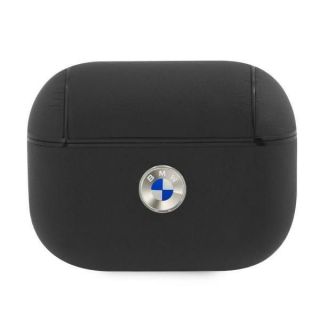 BMW BMAPSSLBK AirPods Pro cover czarny / black Geniune Leather Silver Logo Black