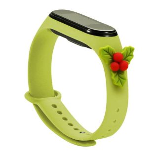 - Hurtel Strap Xmas Wristband for Xiaomi Mi Band 4  /  Mi Band 3 Christmas Silicone Strap Bracelet Green  Mistletoe zaļš