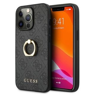 GUESS GUHCP13L4GMRGR iPhone 13 Pro  /  13 6.1" grey / grey hardcase 4G with ring stand pelēks