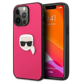 - Karl Lagerfeld Karl Lagerfeld KLHCP13XPKMP iPhone 13 Pro Max 6,7'' różowy / pink hardcase Leather Ikonik Karl`s Head Metal rozā
