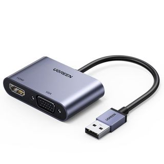 - Ugreen Ugreen CM449 adapter converter USB HDMI 1.3  1920x1080 60Hz  + VGA 1.2  1920x1080 60Hz  gray pelēks