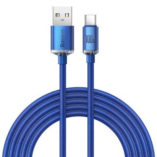 Baseus crystal shine series fast charging data cable USB Type A to USB Type C 100W 2m blue  CAJY000503 zils
