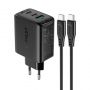 - Acefast Acefast 2in1 wall charger 2x USB-C  /  USB-A 65W, PD, QC 3.0, AFC, FCP  set with USB-C 1.2m cable  black  A13 black