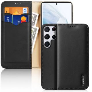 - Dux Ducis Dux Ducis Hivo Leather Flip Cover Genuine Leather Wallet For Cards And Documents Samsung Galaxy S22 Ultra Black melns