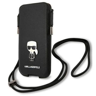 - Karl Lagerfeld Karl Lagerfeld Torebka KLHCP12LOPHKMK 6,7'' czarny / black hardcase Saffiano Ikonik Karl's