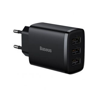 Baseus Compact charger 3x USB 17W black  CCXJ020101 melns