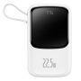 Baseus Qpow power bank 10000mAh built-in USB Type-C cable 22.5W Quick Charge SCP AFC FCP white  PPQD020102