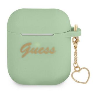 GUESS GUA2LSCHSN AirPods cover green / green Silicone Charm Heart Collection zaļš