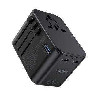 - Choetech Choetech gaN 2 x USB Type C  /  USB 65W Power Delivery Fast Charger Black  PD5009-BK melns