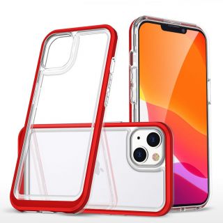 - Hurtel Clear 3in1 case for iPhone 14 silicone cover with frame red sarkans