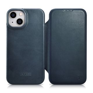 - iCarer iCarer CE Oil Wax Premium Leather Folio Case iPhone 14 magnetic flip case MagSafe blue  AKI14220705-BU zils