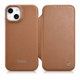 - iCarer iCarer CE Premium Leather Folio Case iPhone 14 magnetic flip case MagSafe brown  WMI14220713-BN brūns