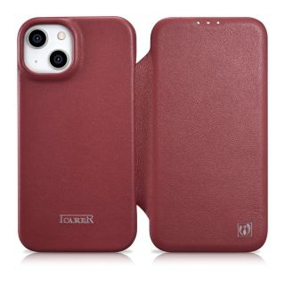 - iCarer iCarer CE Premium Leather Folio Case iPhone 14 Plus Magnetic Flip Leather Folio Case MagSafe Red  WMI14220715-RD sarkans