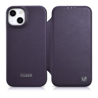 - iCarer iCarer CE Premium Leather Folio Case iPhone 14 Plus Magnetic Flip Leather Folio Case MagSafe Dark Purple  WMI14220715-DP purpurs