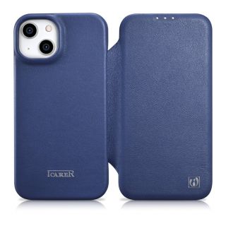 - iCarer iCarer CE Premium Leather Folio Case iPhone 14 Plus Magnetic Flip Leather Folio Case MagSafe Blue  WMI14220715-BU zils