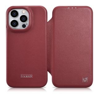 - iCarer iCarer CE Premium Leather Folio Case iPhone 14 Pro Max Magnetic Flip Cover MagSafe Red  WMI14220716-RD sarkans