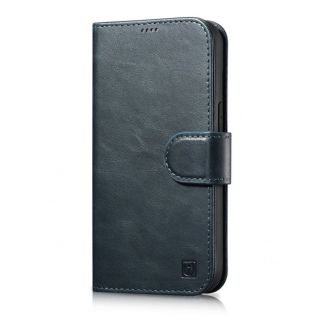 - iCarer iCarer Oil Wax Wallet Case 2in1 Case iPhone 14 Anti-RFID Leather Flip Case Blue  WMI14220721-BU zils
