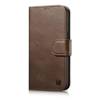 - iCarer iCarer Oil Wax Wallet Case 2in1 Cover iPhone 14 Plus Anti-RFID Leather Flip Case Brown  WMI14220723-BN brūns