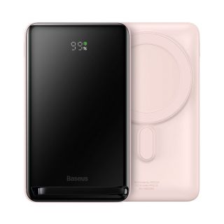 Baseus Magnetic Bracket power bank with wireless charging MagSafe 10000mAh 20W Overseas Edition pink  PPCX000204  + USB Type C cable Xiaobai Series 60W 0.5m rozā