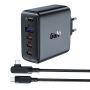 - Acefast Acefast fast charger GaN 3xUSB-C / 1xUSB-A 100W black + angled cable USB-C USB-C 100W 2m black