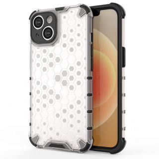 - Hurtel Honeycomb case for iPhone 14 Plus armored hybrid cover transparent