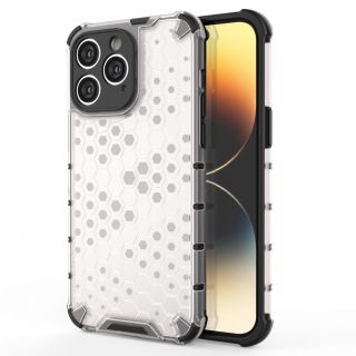 - Hurtel Honeycomb case for iPhone 14 Pro Max armored hybrid cover transparent