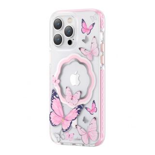 - Kingxbar Kingxbar Butterfly Series magnetic case for iPhone 14 MagSafe case with butterflies pink rozā