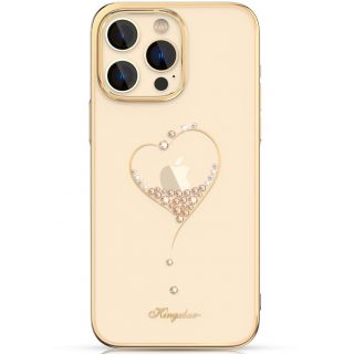 - Kingxbar Silicone case with Swarovski crystals Kingxbar Wish Series for iPhone 14 Pro gold zelts