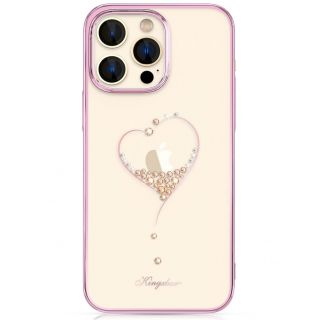 - Kingxbar Silicone case with Swarovski Kingxbar Wish Series crystals for iPhone 14 Pro Max pink rozā